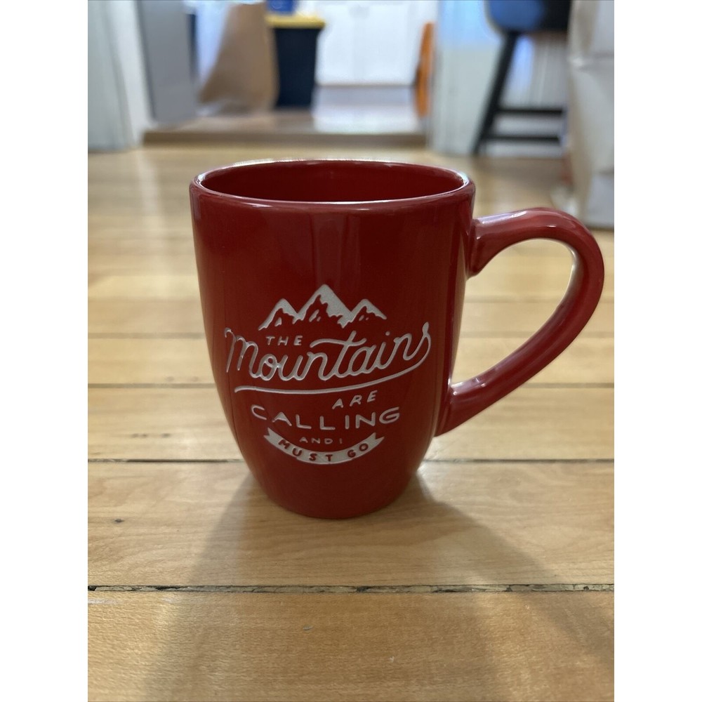 Royal Norfolk Dark Red Coffee Cup Mug The Mountains are Calling And I Must Go